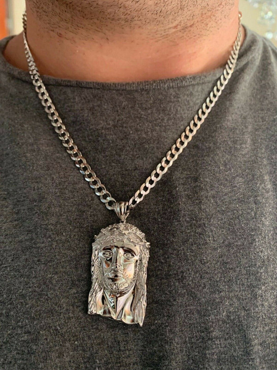 HarlemBling Solid 925 Sterling Silver Jesus Pendant