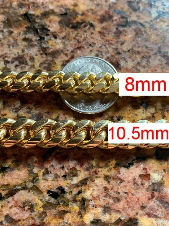HarlemBling Miami Cuban Link Chain With Box Lock 14k Gold Over Solid 925 Silver ITALY