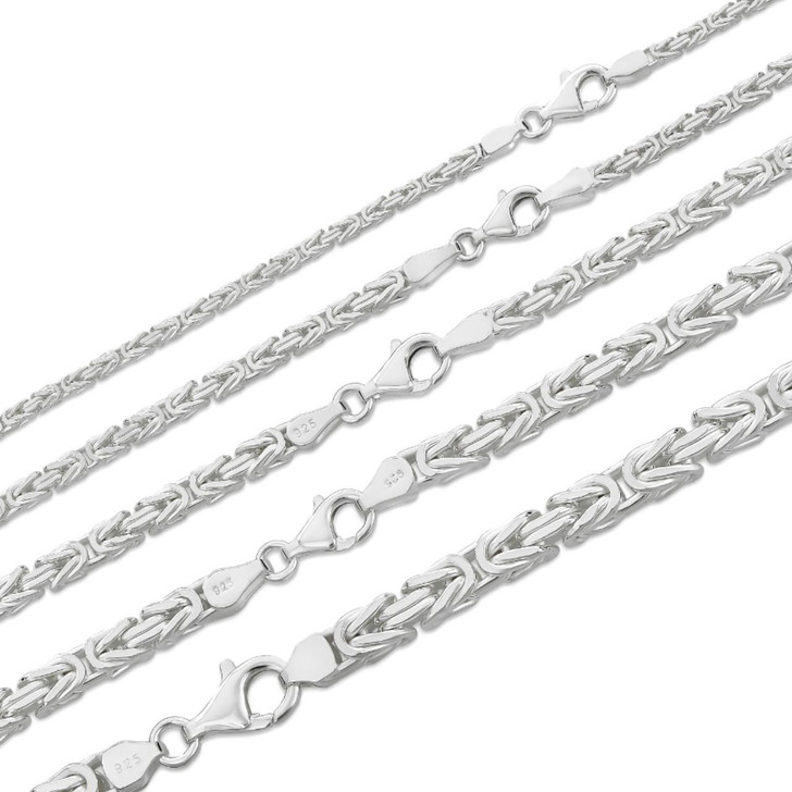 Real Solid 925 Sterling Silver Byzantine Rope Chain Mens Necklace