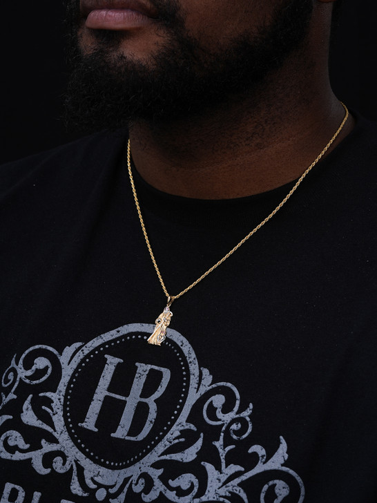 Grim Reaper Santa Muerte Death Pendant - 14k Gold Vermeil 925 Silver - Small 1.5"