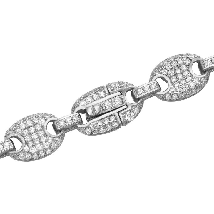 HarlemBling Classic Gucci Link Chain Necklace Iced Out CZ Stones - 925 Silver - 8mm - 16"-30"