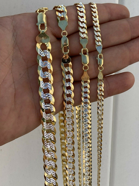 HarlemBling Cuban Link Chain Or Bracelet 14k Gold Over Real Solid 925 Silver Necklace 5-11mm