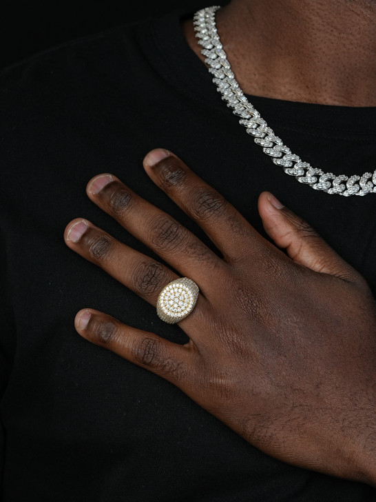 Round Cluster Iced Out Ring - 14k Gold Vermeil 925 Silver - CZ Stones