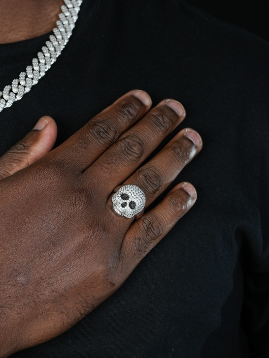 Skull Death Iced Out Ring - 925 Silver - CZ Stones