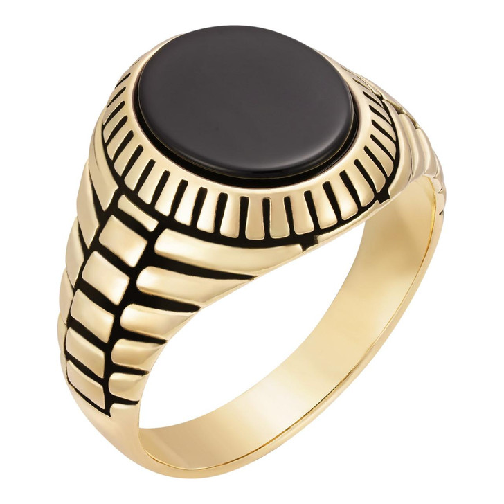 アクセサリー Black Onyx - Gold Vermeil Ring 14k Gold Over Real Solid 925 Sterling Silver Black Onyx