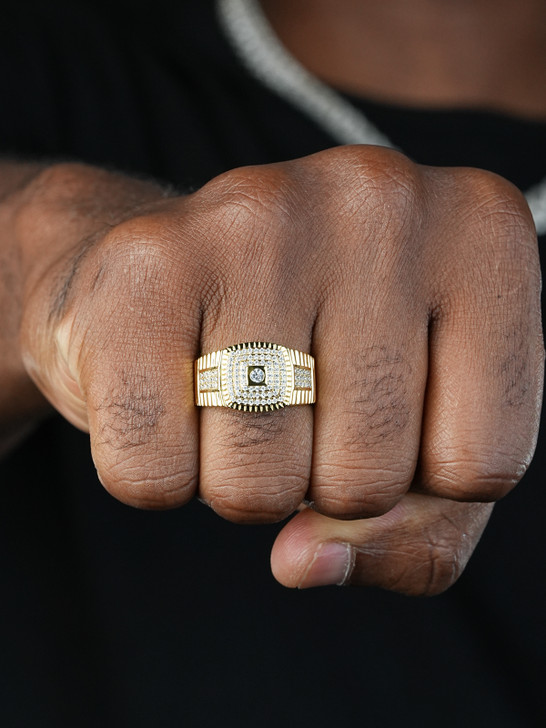 The Square OG Ring - Harlembling Classic - 14k Gold Vermeil 925 Silver - CZ Stones