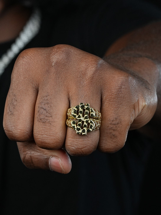 Gold Nugget Money Plain Ring - 14k Gold Vermeil 925 Silver