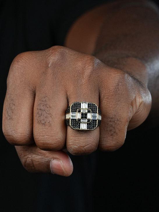 Panda Ring - 14k Gold Vermeil 925 Silver - White & Black CZ Stones