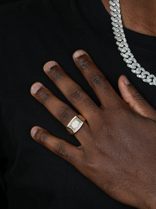 Knight's Templar Ring - 14k Gold Vermeil 925 Silver - CZ Stones