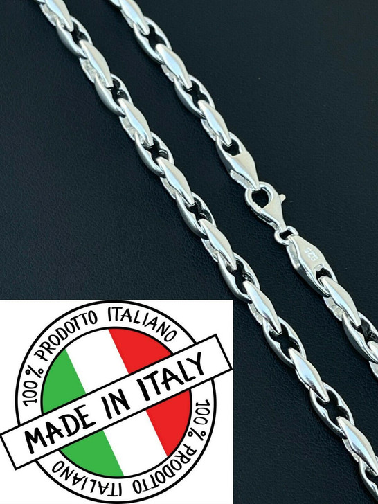 Mens 925 Sterling Silver 5mm Custom Anchor Rolo Link Chain Necklace Or Bracelet