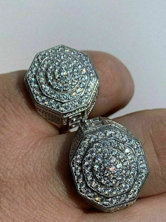Mens REAL Solid 925 Sterling Silver Nugget Ring - MOISSANITE Pass Diamond Tester 53222.1664376334