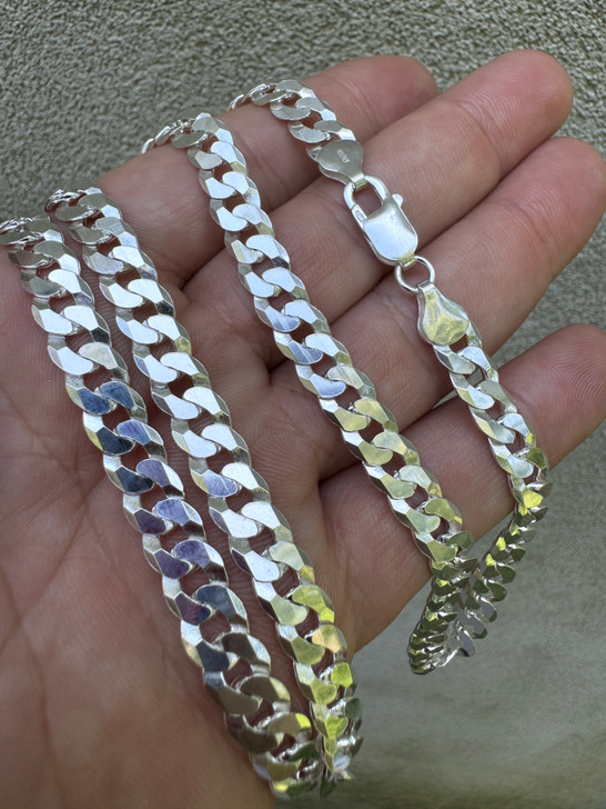 Flat Curb Chain Necklace - 925 Sterling Silver - 16"-30" - 3mm-10.5mm