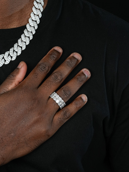 MOISSANITE Double Row Eternity Ring - 925 Silver