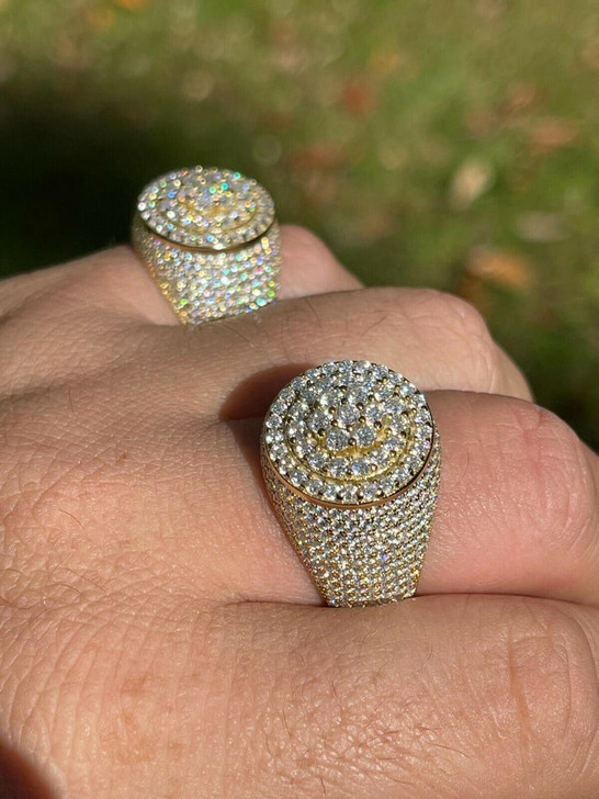 HarlemBling Mens 14k Gold Vermeil 925 Silver MOISSANITE Pass Diamond Test Pinky RING Hip Hop