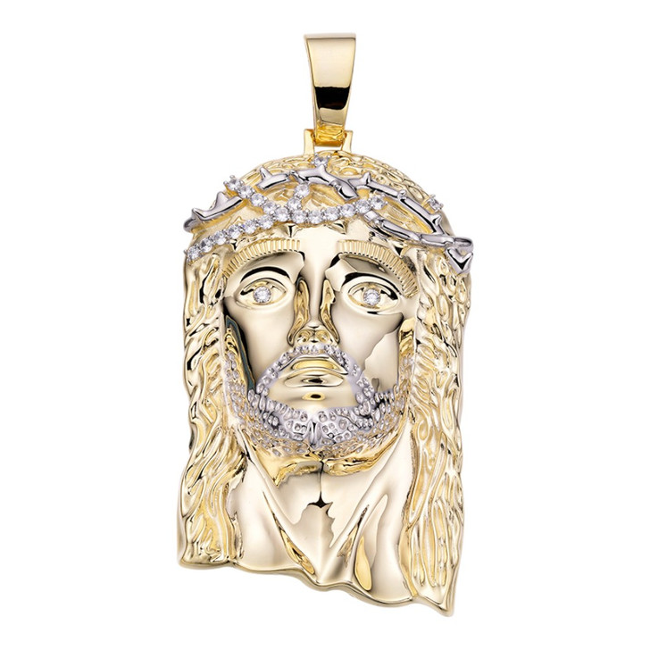 MOISSANITE Kilo Detailed Hip Hop Jesus Pendant - 14k Yellow Gold Vermeil 925 Silver - JUMBO 6"