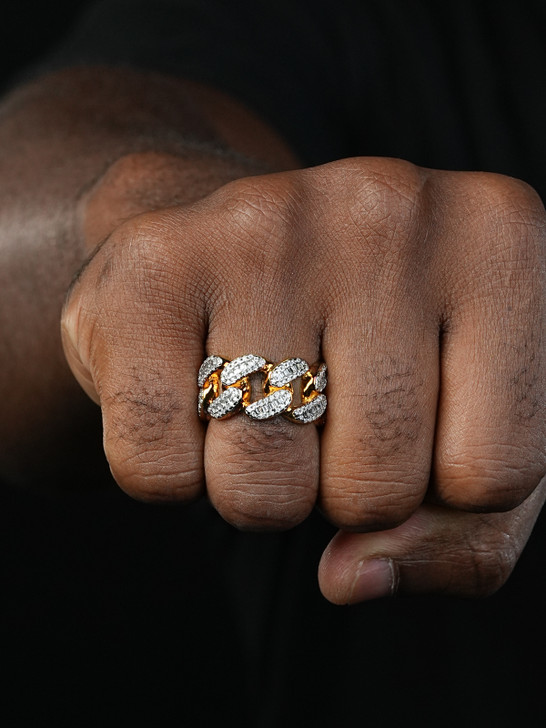 Florida Cuban Ring - 14k Gold Vermeil 925 Silver - Baguette CZ Stones