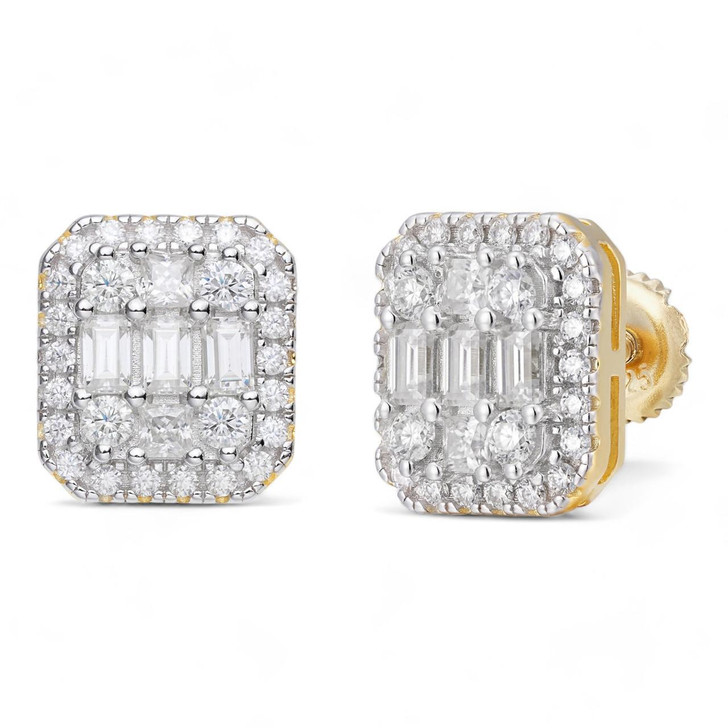 HarlemBling MOISSANITE Baguette Rectangle Iced Out - 14k Gold Vermeil 925 Silver - 10x12mm