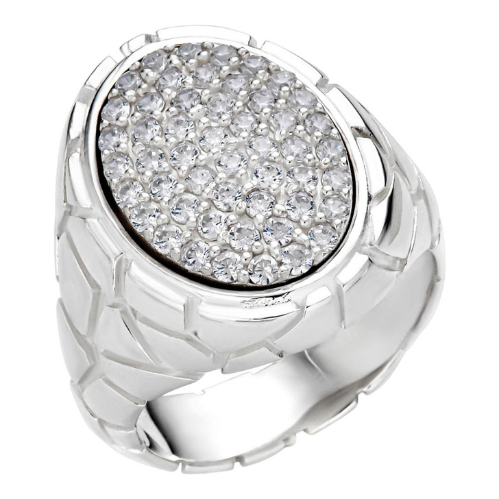 Large Nugget Mens Real Solid 925 Sterling Silver Iced CZ Large Nugget Mens Real Solid 925 Sterling Silver Iced CZ