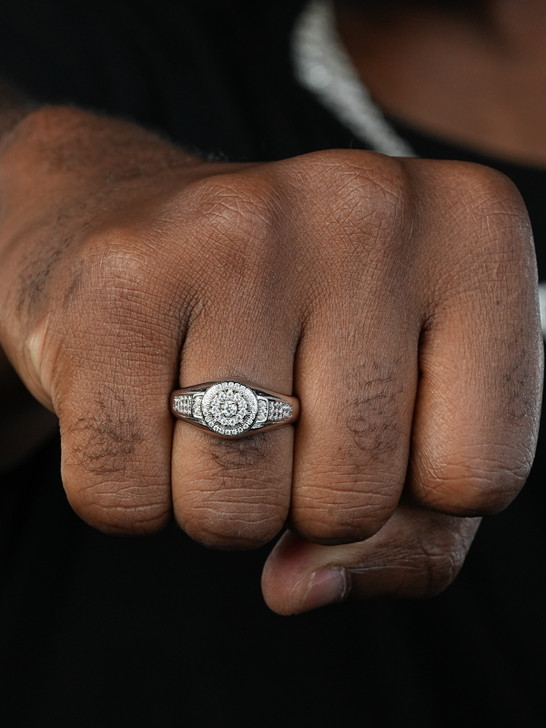 MOISSANITE Small Classic Micropave Round Cluster Ring - 925 Silver