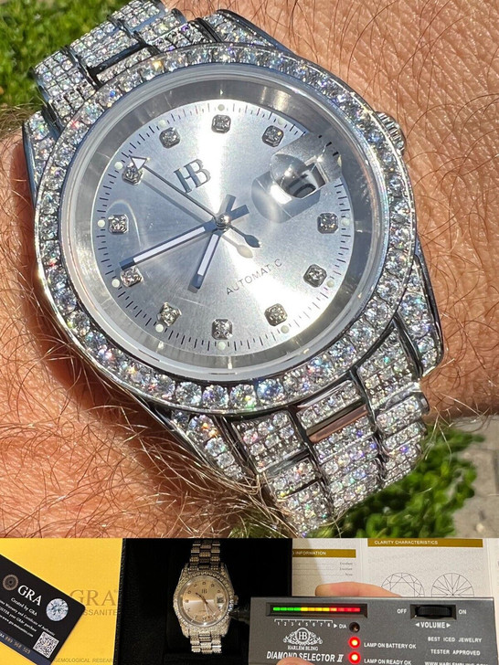 時計 Iced out Watch with Moissanite Amazon.com: BENIYAZ Luxury Moissanite Diamond Iced Out Watch