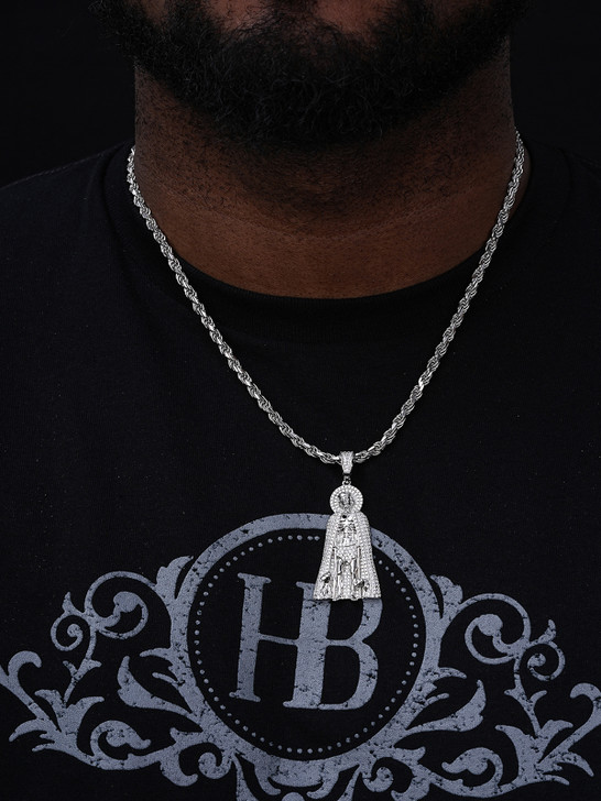 MOISSANITE Iced Saint St Lazarus Pendant - 14k Gold Vermeil Or 925 Silver - Large 2.5"