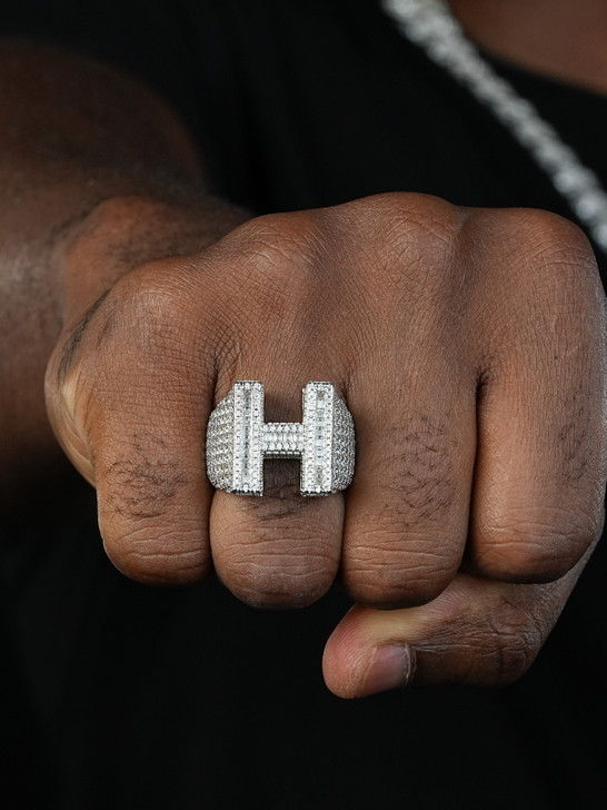 MOISSANITE Initial Letters A-Z Ring - 925 Silver