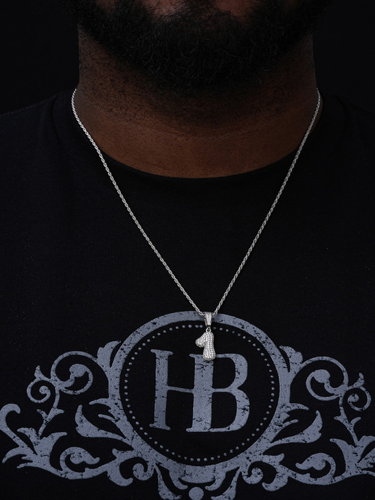 0-9 Bubble Numbers Iced Out Pendant - 14k Yellow/Rose Gold Vermeil Or 925 Silver - CZ Stones - Small 1"