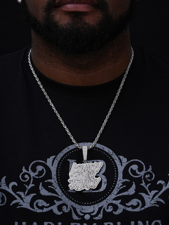 MOISSANITE LOYALTY OVER ROYALTY Hip Hop Pendant - 14k Gold Vermeil Or 925 Silver - Large 2.75"