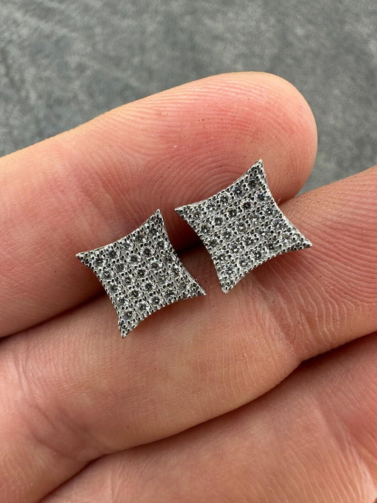 Italiano Silver, Inc. 0.43ct VVS Real Diamond Men's Solid 14k White Gold Iced Hip Hop Kite Earrings