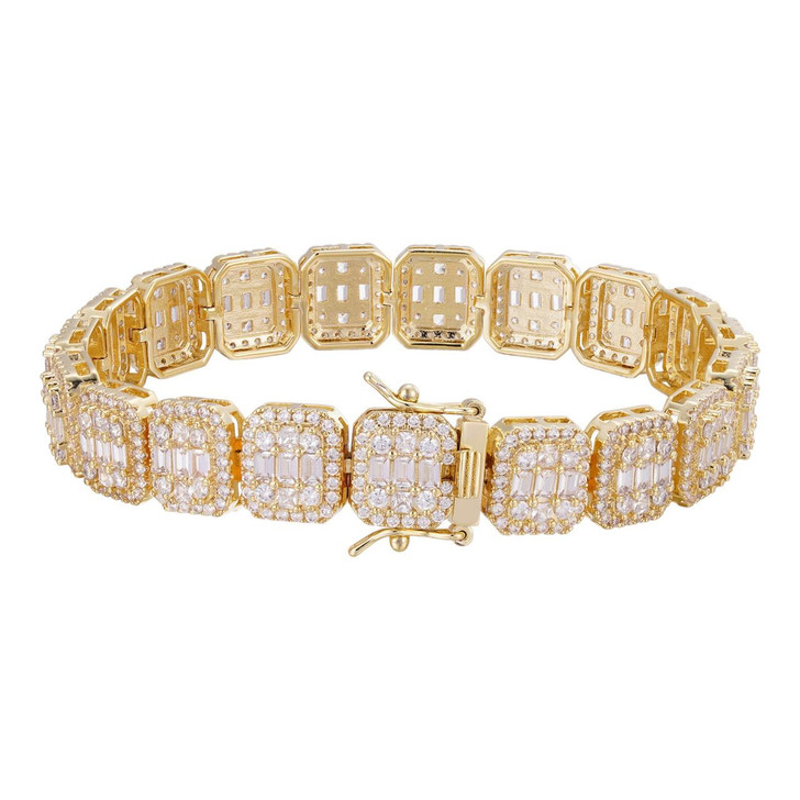 HarlemBling Square Big Boy Link Chain Necklace Iced Out CZ Stones - 14k Gold Vermeil 925 Silver - 11mm - 7"-8.5"
