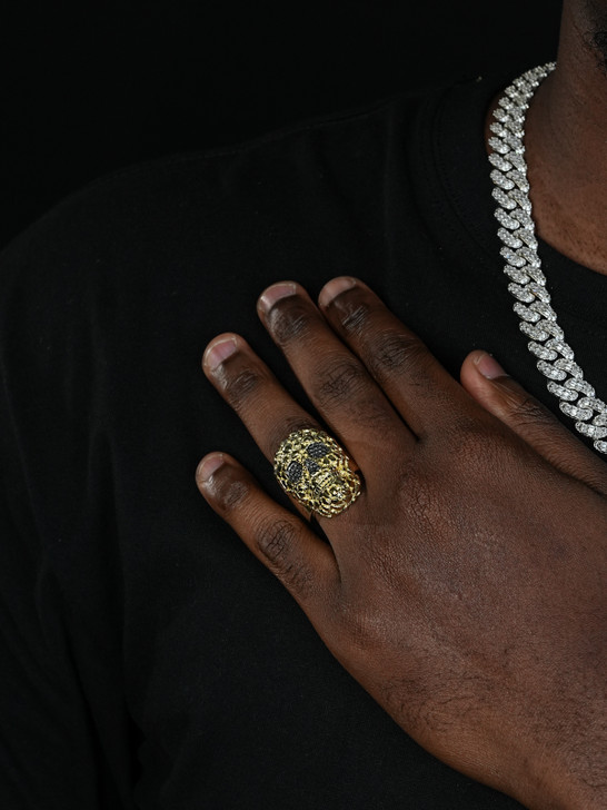 MOISSANITE Death Nugget Ring - 14k Gold Vermeil 925 Silver