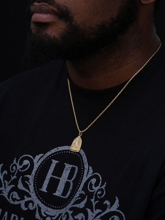 St Lazarus Plain Medallion Pendant - 14k Gold Vermeil Or 925 Silver - Small 1.25"