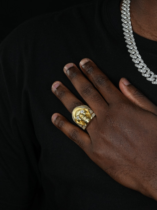 MOISSANITE Dead Rider Ring - 14k Gold Vermeil 925 Silver