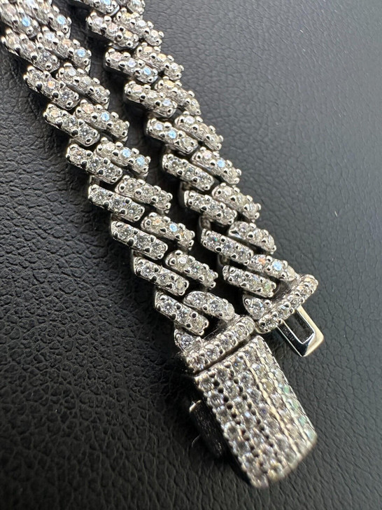 HarlemBling MOISSANITE Real 5mm Micro Miami Cuban Link Prong Chain Iced 925 Silver Necklace