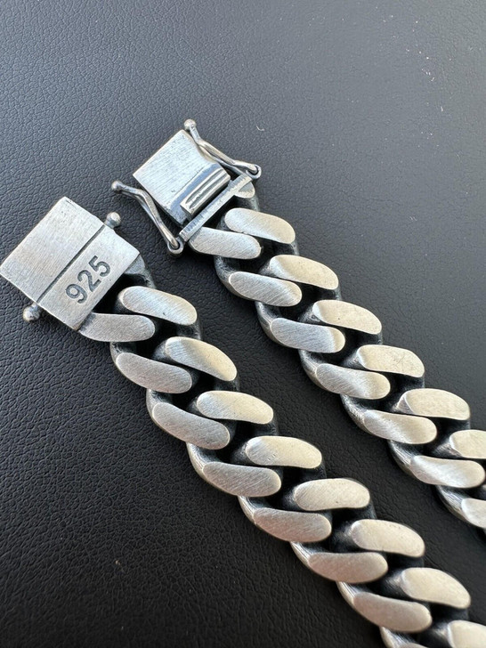 HarlemBling Graduated Miami Cuban Link Bracelet Solid 925 Sterling Silver Box Clasp 12-20mm