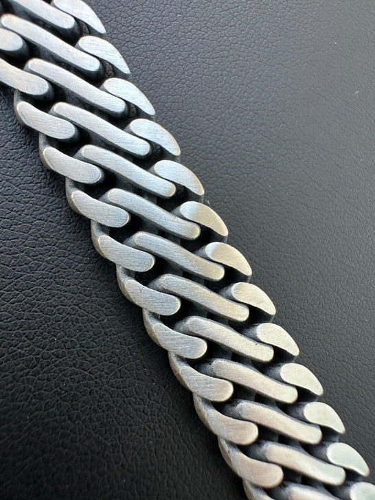 HarlemBling Custom Double Miami Cuban Figure Eight Link Bracelet 12mm Wide Real 925 Silver