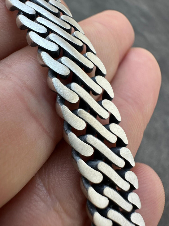 HarlemBling Custom Double Miami Cuban Figure Eight Link Bracelet 12mm Wide Real 925 Silver