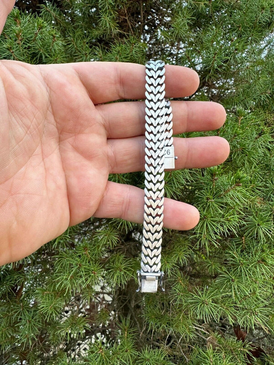 HarlemBling Custom Double Miami Cuban Open Franco Link Bracelet 12mm Wide Real 925 Silver