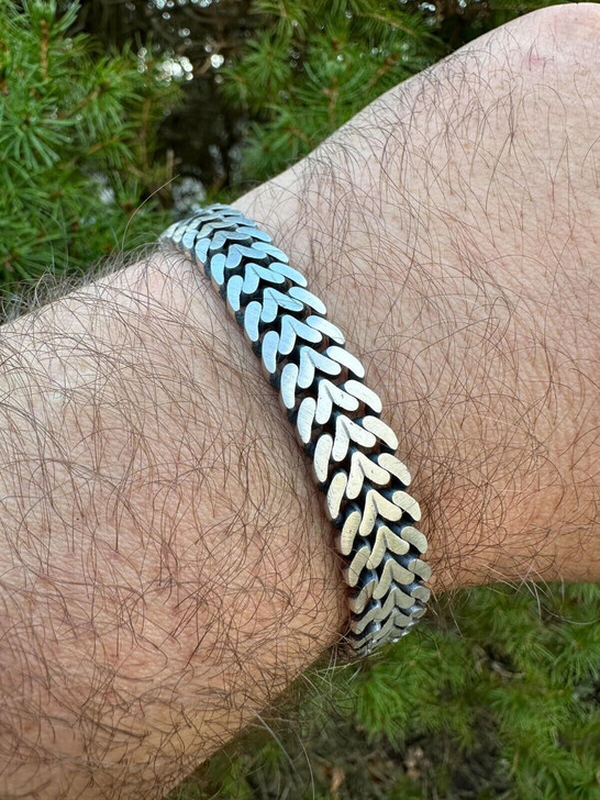 HarlemBling Custom Double Miami Cuban Open Franco Link Bracelet 12mm Wide Real 925 Silver