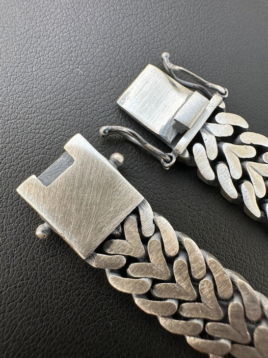 HarlemBling Custom Double Miami Cuban Open Franco Link Bracelet 12mm Wide Real 925 Silver