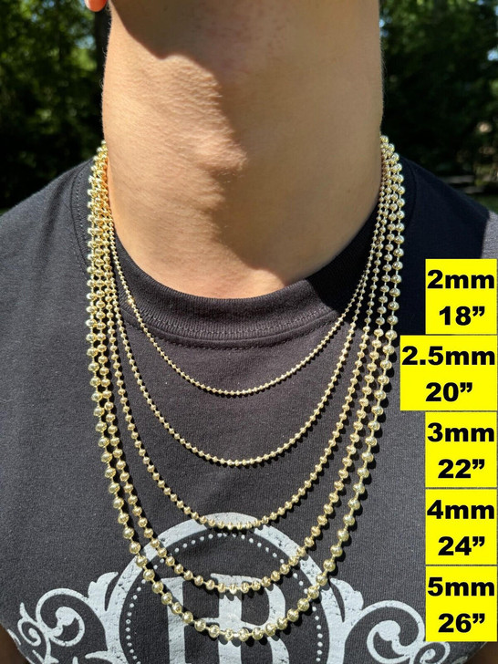 Ball Bead Moon Cut Chain Necklace 14k Gold Vermeil 925 Sterling