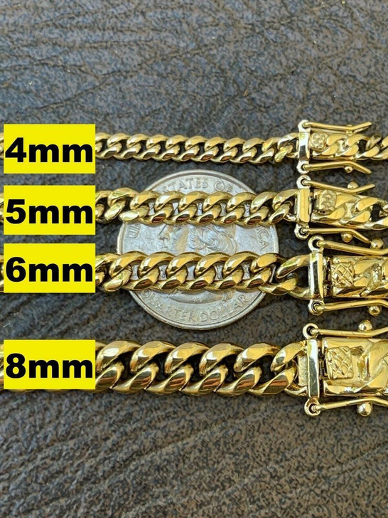 HarlemBling Miami Cuban Link Chain Necklace Bracelet 14k Gold Plated Stainless Steel 4-18mm