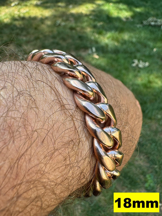 HarlemBling Miami Cuban Link Bracelet - 14k Rose Gold Plated Stainless Steel - 6"-10" - 4mm-18mm