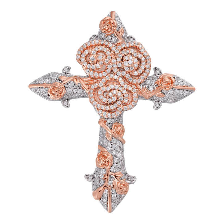 Rose gold diamond cross necklace cheap