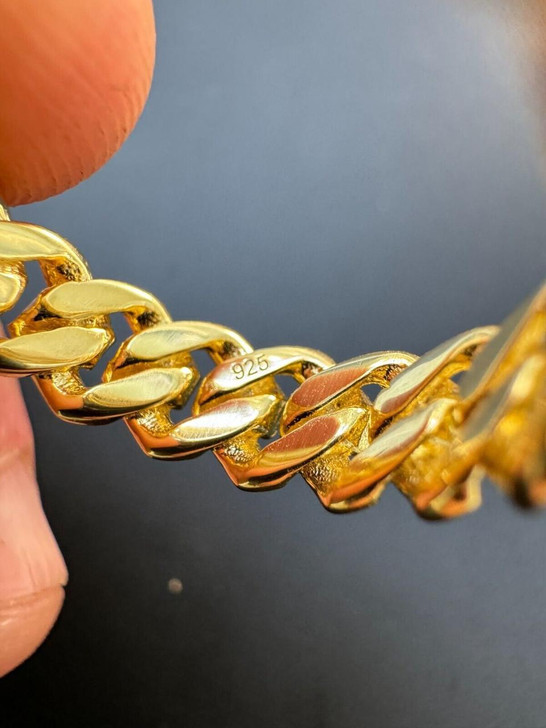 HarlemBling Classic Prong Miami Cuban Eternity Band Ring - 14k Gold Vermeil 925 Silver - Plain