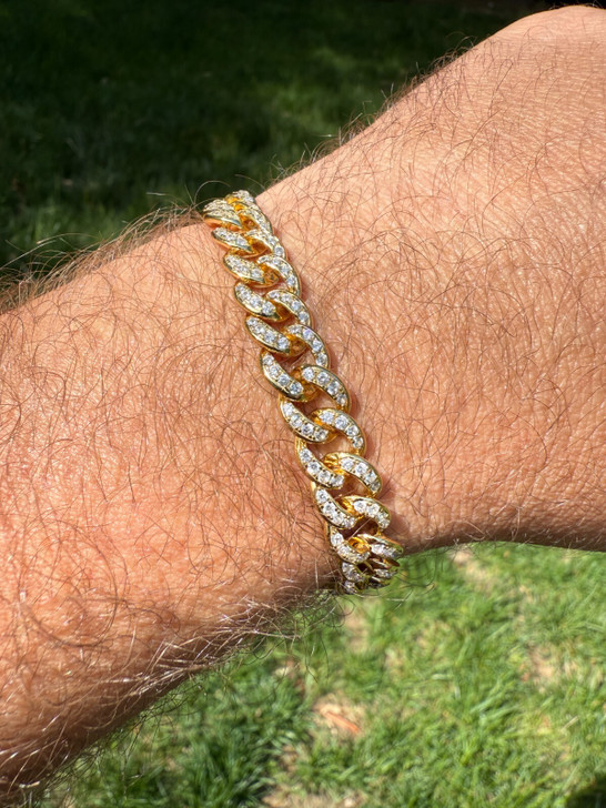Men's Miami Cuban Link Bracelet Real Solid 925 Silver - 14k Gold Vermeil CZ 9mm Imported from eBay HarlemBling
