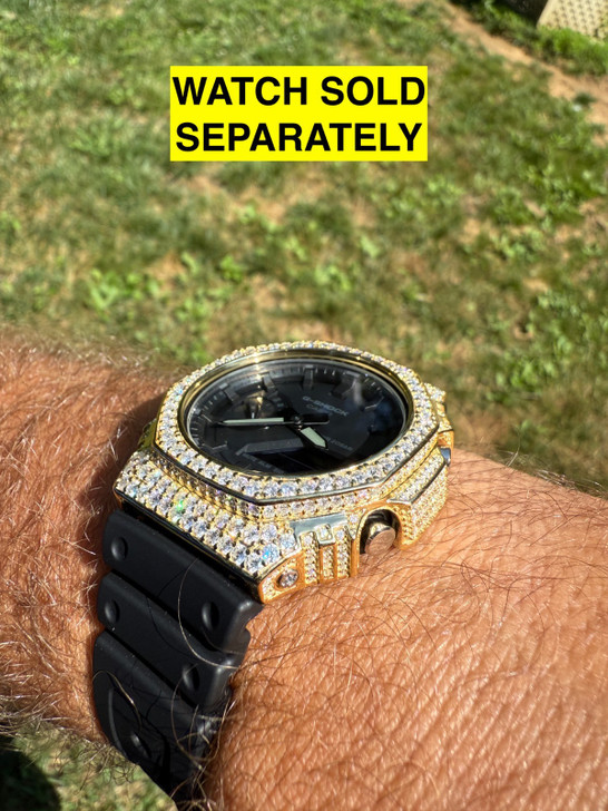 MOISSANITE 14k Gold 925 Silver Iced BEZEL Kit For Casio G Shock GA-2100 Watch ICED OUT WATCHES HarlemBling