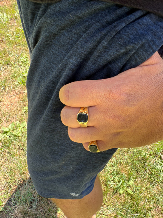 Miami Cuban Ring - 14k Gold Vermeil 925 SIlver - Black Onyx Stone