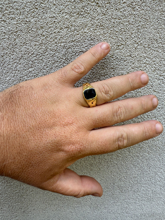 Miami Cuban Ring - 14k Gold Vermeil 925 SIlver - Black Onyx Stone