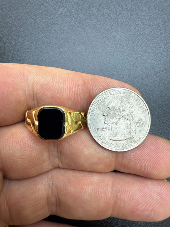 Miami Cuban Ring - 14k Gold Vermeil 925 SIlver - Black Onyx Stone